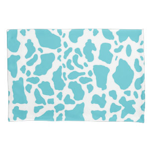 Housse D'oreillers Motif de Poster de animal de points de vache bleu