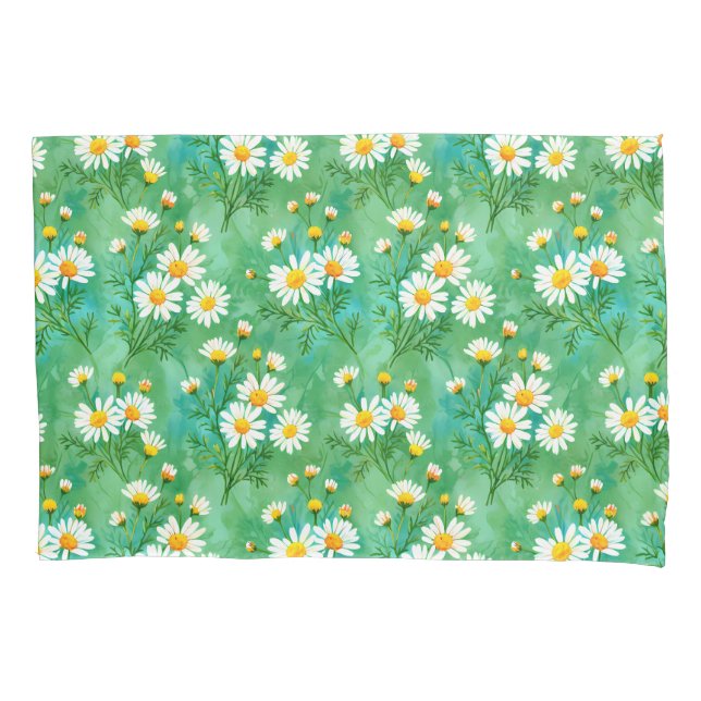 Housse D'oreillers Motif de prairie à l'aquarelle Daisy Whispers (devant)
