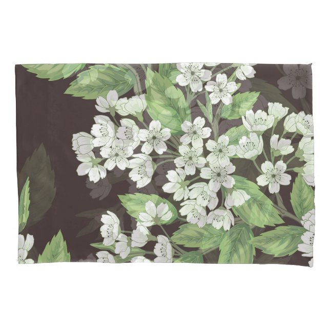 Housse D'oreillers Motif de printemps, branches vertes sans soudure. (devant)