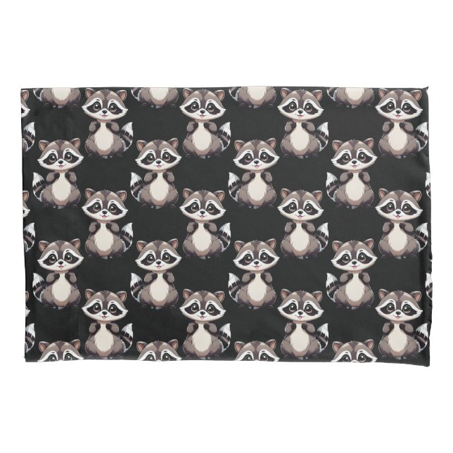 Housse D'oreillers Motif de Raton Laveur Noir  (devant)