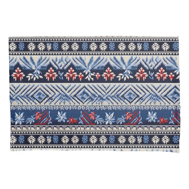 Housse D'oreillers Motif de rayure de broderie folklorique (devant)