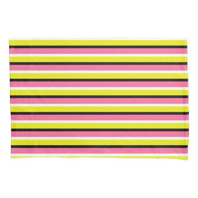 Housse D'oreillers Motif de rayures rose jaune (devant)