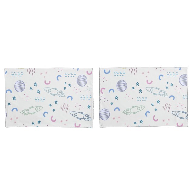 Housse D'oreillers Motif de roquettes spatiales mignonnes | Pilote (devant-Set)