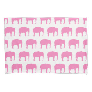 Housse D'oreillers Motif de silhouettes d'éléphant rose