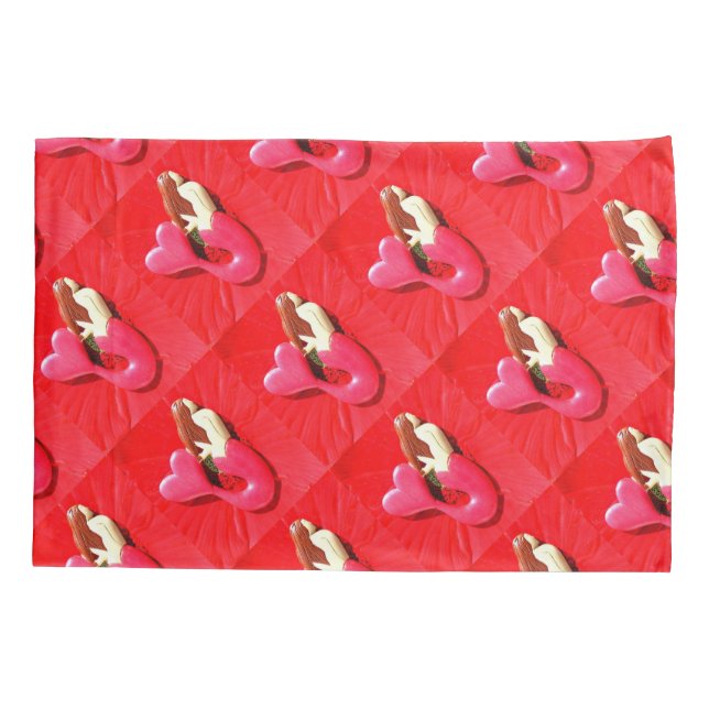 Housse D'oreillers motif de sirènes à queue rouge (Dos)