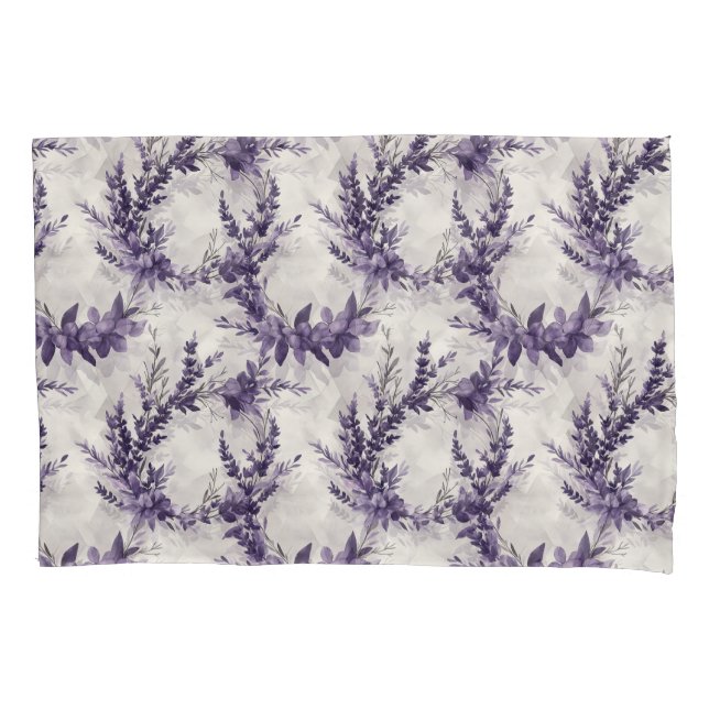 Housse D'oreillers Motif de style aquarelle de lavande rustique (devant)