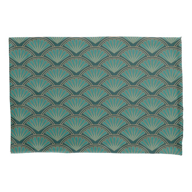 Housse D'oreillers Motif de style Art déco en vert turquoise (devant)