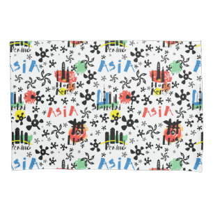 Housse D'oreillers Motif de symboles de l'Asie