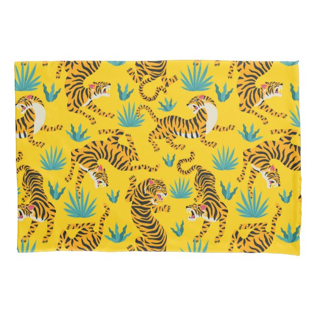 Housse D'oreillers Motif de tigre d'or asiatique (devant-gauche)