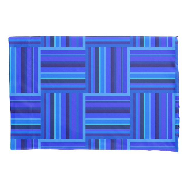Housse D'oreillers Motif de tissage à bandes bleues (devant)