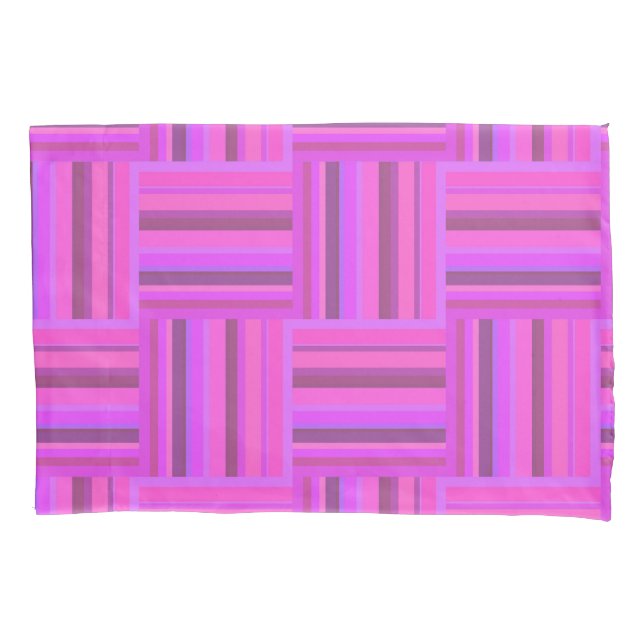 Housse D'oreillers Motif de tissage à rayures roses (devant)