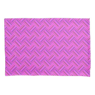 Housse D'oreillers Motif de tissage en diagonale à rayures roses