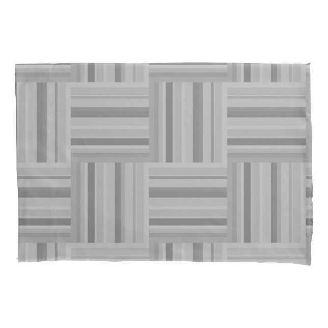 Housse D'oreillers Motif de tissage rayures grises (devant)