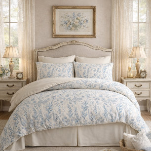 Housse D'oreillers Motif de toile française de fleur sauvage bleue vi