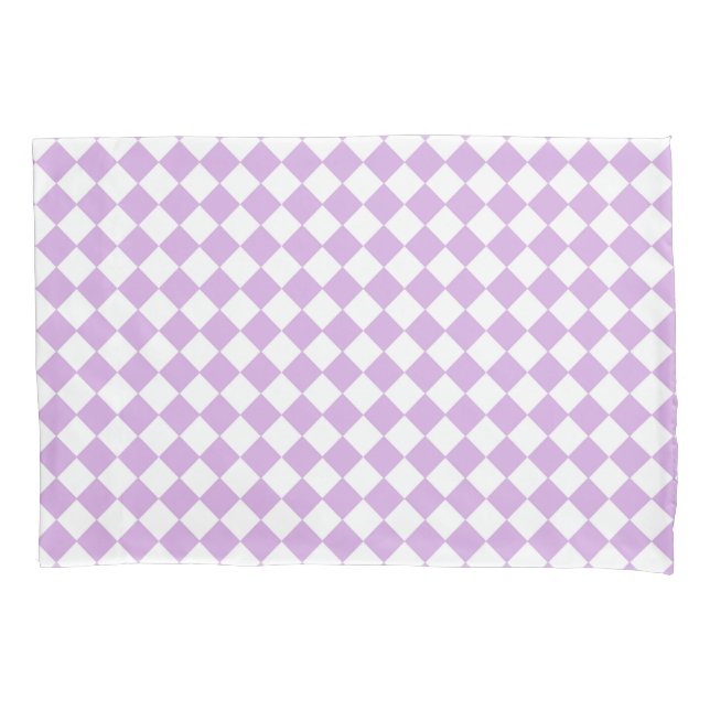 Housse D'oreillers Motif de vérification violet et blanc standard (devant-gauche)