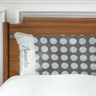 Housse D'oreillers Motif de volleyball gris et blanc