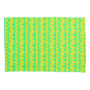 Housse D'oreillers Motif de zigzag néon vert clair et jaune
