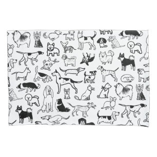Housse D'oreillers Motif des chiens noirs et blancs  Cool Canine Love
