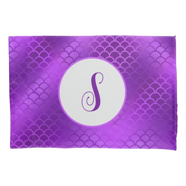 Housse D'oreillers Motif des échelles de sirène violet initiales pers (devant)