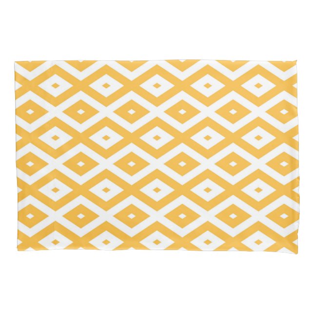 Housse D'oreillers Motif diamant jaune et blanc soleil (devant)