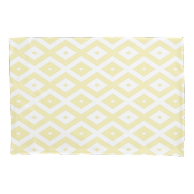Housse D'oreillers Motif diamant jaune pâle et blanc (devant)