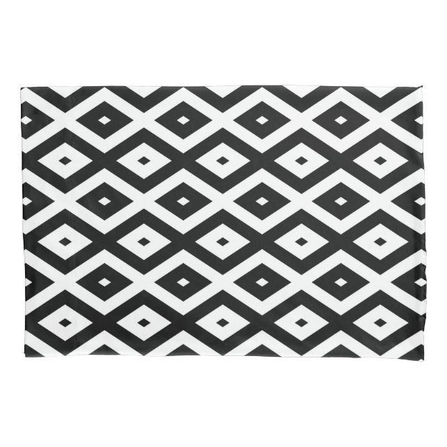 Housse D'oreillers Motif diamant noir et blanc (devant)
