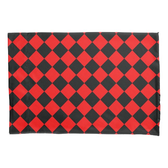 Housse D'oreillers Motif diamant Red Black Checker (devant-gauche)