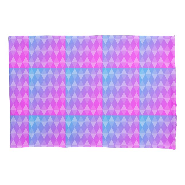 Housse D'oreillers Motif diamant rose, violet, bleu (devant)