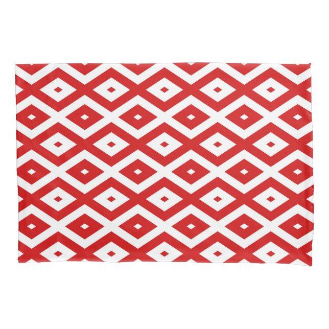 Housse D'oreillers Motif diamant rouge et blanc (devant)
