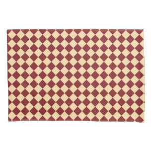Housse D'oreillers Motif diamant rouge jaune Checker