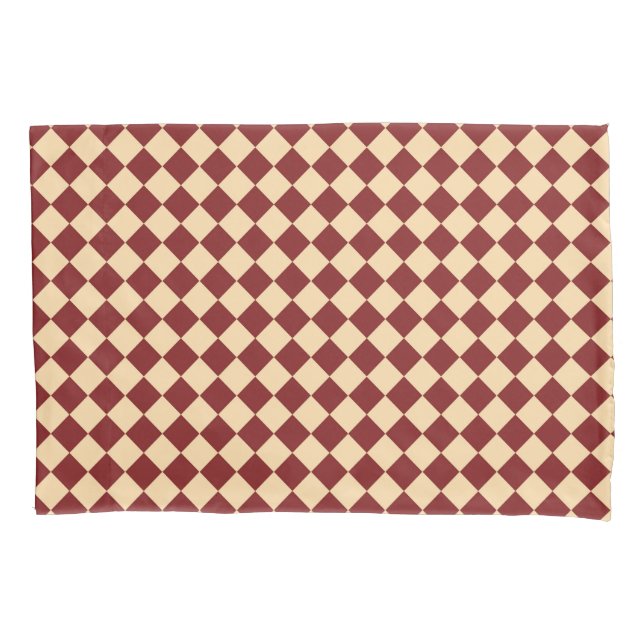 Housse D'oreillers Motif diamant rouge jaune Checker (devant)