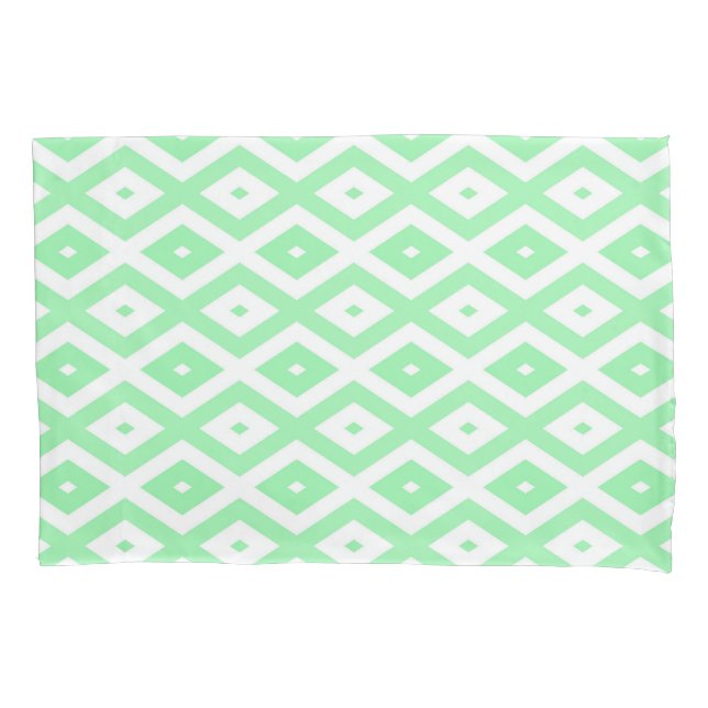 Housse D'oreillers Motif diamant vert et blanc (devant)