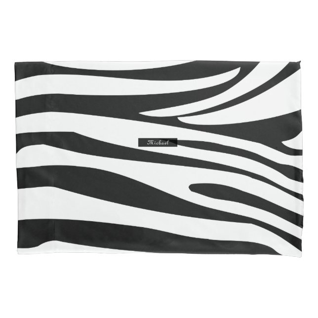 Housse D'oreillers Motif d'impression Monogram Zebra noir et blanc (devant)