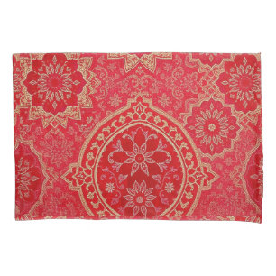Housse D'oreillers MOTIF d'or rouge ORIENTAL - Pillowcase