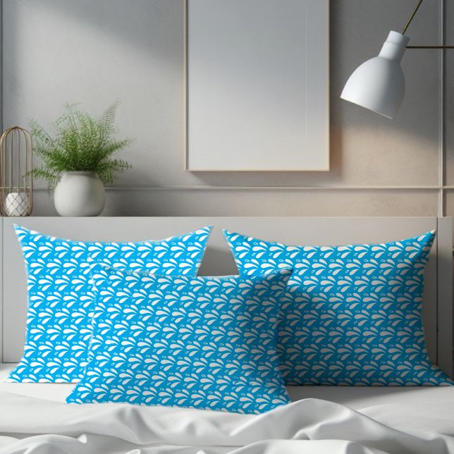 Housse D'oreillers Motif éclaboussé bleu et blanc Moderne et côtier (Créateur téléchargé)