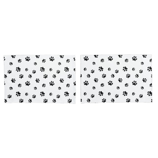 Housse D'oreillers Motif Empreintes de Patte Noires (devant-Set)