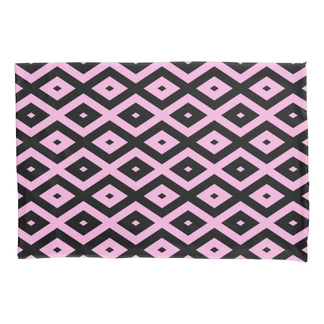 Housse D'oreillers Motif en diamant rose pâle et noir (devant)