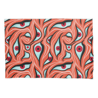 Housse D'oreillers Motif Evil Eyes - Abstrait Red Eyes sur Orange