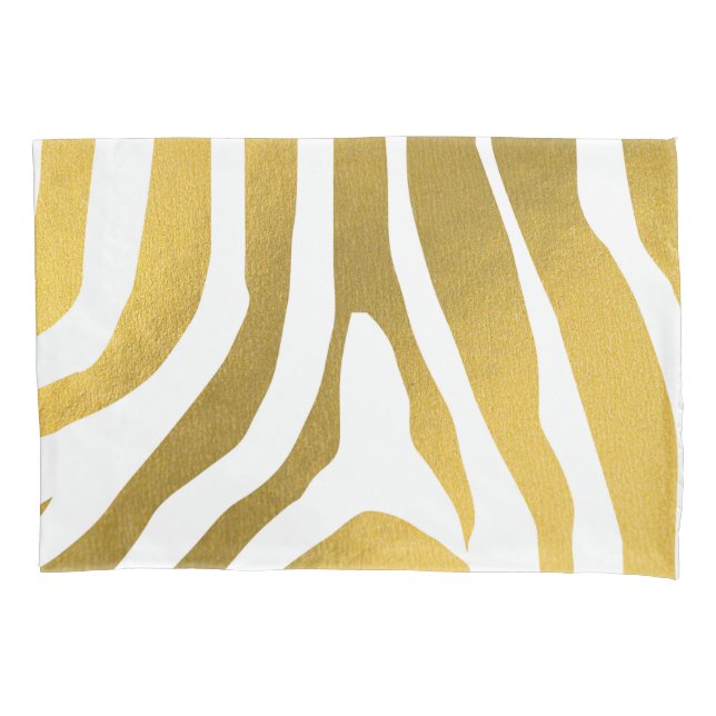 Housse D'oreillers Motif Faux Gold Zebra Print Stripes (devant)