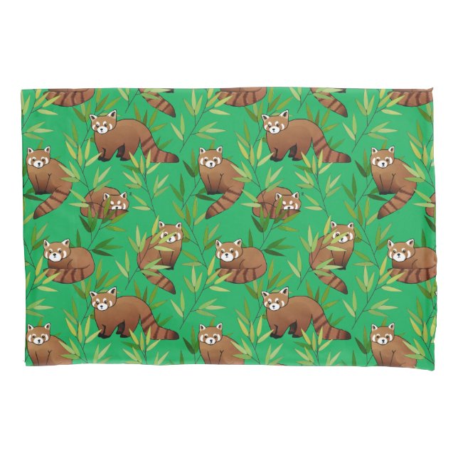 Housse D'oreillers Motif Feuille Red Panda & Bamboo (devant-gauche)
