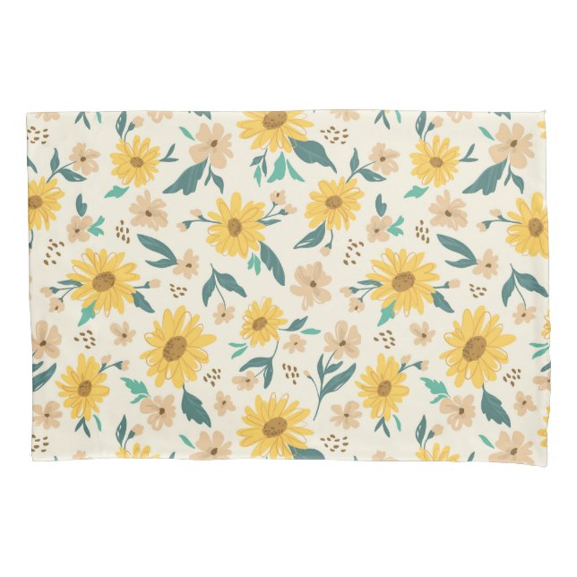 Housse D'oreillers Motif Fleur de marguerite jaune (devant)