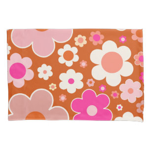Housse D'oreillers Motif Fleur Rétro En Orange Peach Rose Floral
