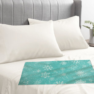 Housse D'oreillers Motif Flocons de Neige Bleu Turquoise Doux Gel Hiv