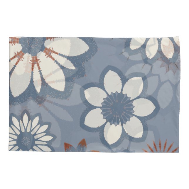 Housse D'oreillers Motif floral bleu clair (Dos)