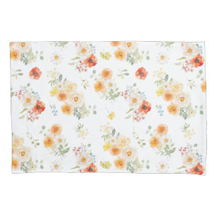 Housse D'oreillers Motif floral de fleurs ensoleillées à l'aquarelle