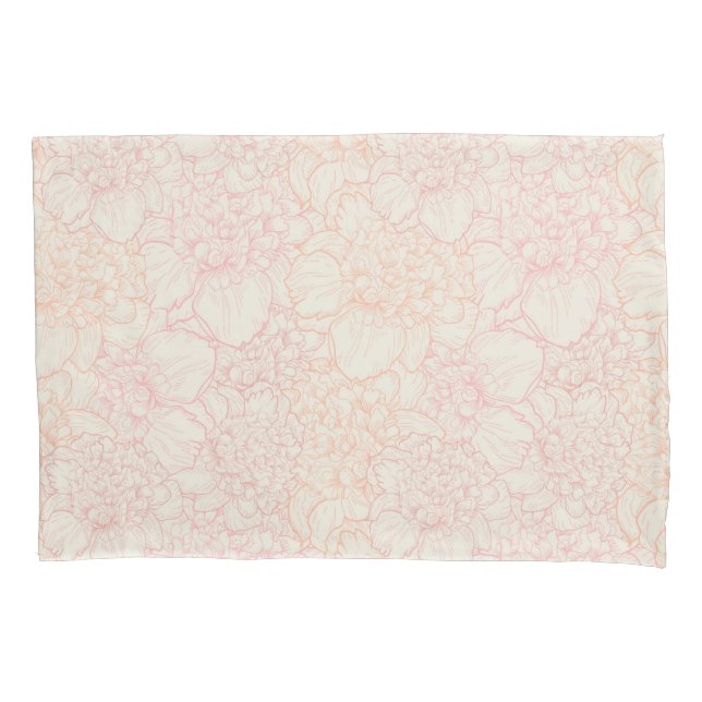 Housse D'oreillers Motif floral de pivoine rose (devant)
