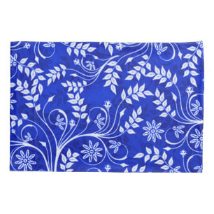 Housse D'oreillers Motif floral décoratif bleu de Hmong