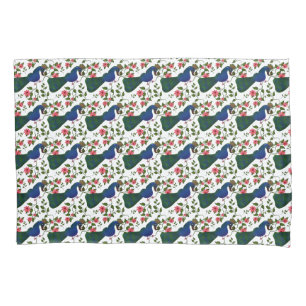 Housse D'oreillers Motif floral d'oiseau mignon   Oiseau bleu coloré 