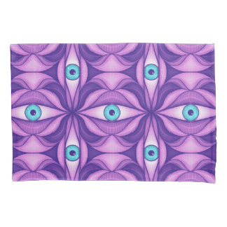 Housse D'oreillers Motif floral pourpre botanique abstrait yeux bleus