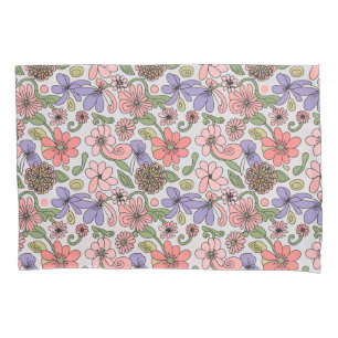 Housse D'oreillers Motif floral rétro sans couture Bohème
